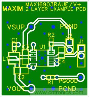 圖5：兩層板布線(頂層)，器件為T(mén)SSOP封裝