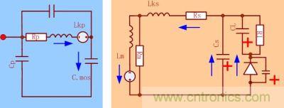 當(dāng)DS端電壓上升，次級的電壓達(dá)到輸出電壓