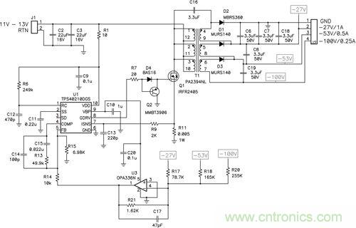 圖 1 這種獨(dú)特的拓?fù)浣Y(jié)構(gòu)可提供非常好的交叉調(diào)節(jié)，奧妙何在？