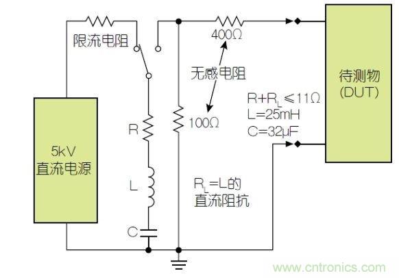 除顫器測試配置(注意較大電容)。