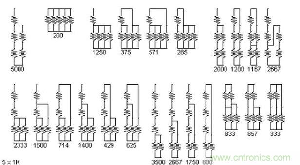 5個電阻我想出了23種組合。還有其它組合嗎？