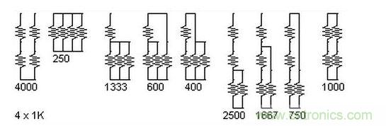 5個電阻我想出了23種組合。還有其它組合嗎？