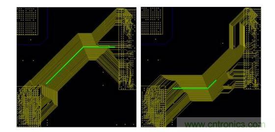 這是一個(gè)使用已打包布線樣式的示例。布線的方向由設(shè)計(jì)師的草圖來(lái)決定。