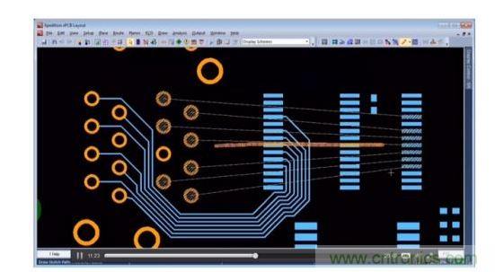 設(shè)計(jì)師在另一層上粗略繪制出一條直線路徑，如橙色所標(biāo)示