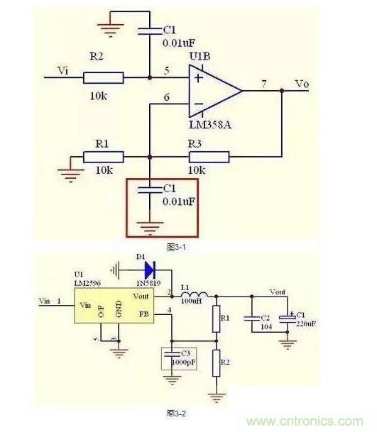 2、不要在運放輸出直接并接電容