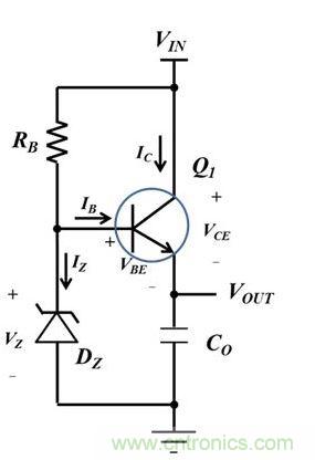 簡單的串聯(lián)穩(wěn)壓器。