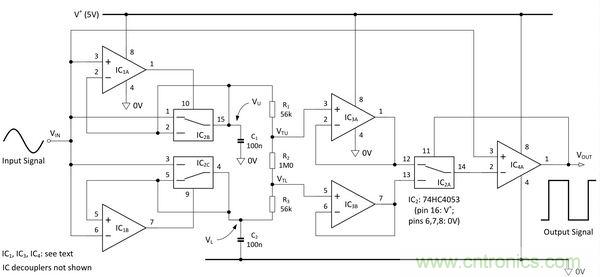 圖1：自適應(yīng)施密特觸發(fā)器。