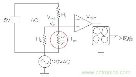 圖2：測(cè)溫電橋電路。