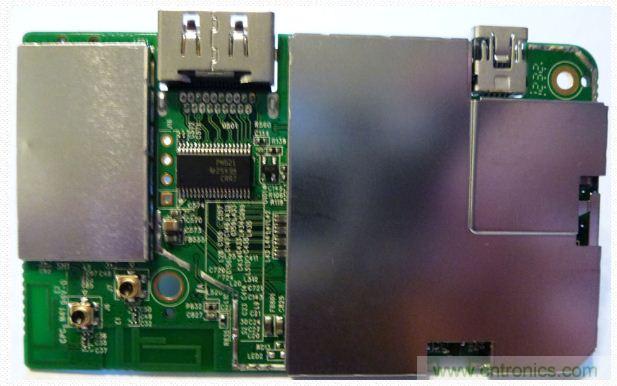 圖(f)：PTV3000流媒體適配器拆解過程。