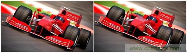 右側(cè)圖片按照DSC規(guī)范進(jìn)行了2.5x壓縮，左側(cè)圖片未經(jīng)壓縮。瀏覽者很難看出兩者的差別。