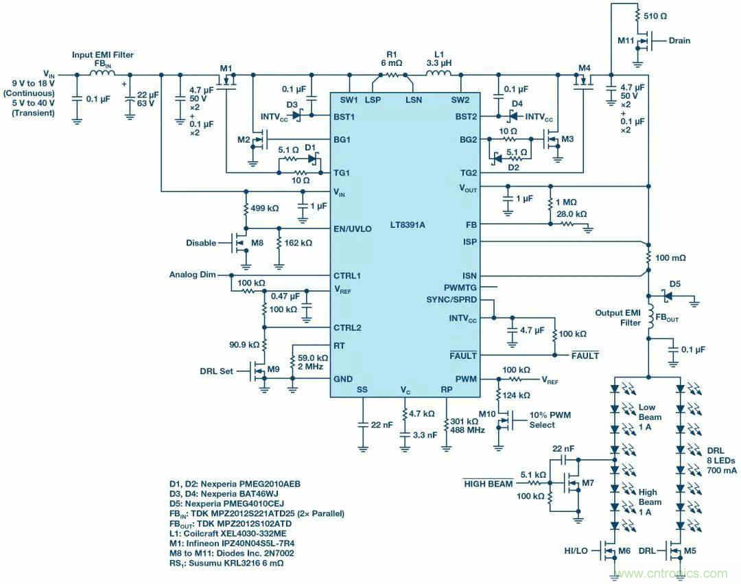 一顆芯驅(qū)動整個車前燈組，這個控制器是怎么做到滴？