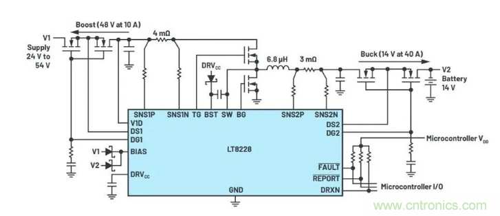 簡(jiǎn)化雙電池電源系統(tǒng)，48 V/12 V汽車應(yīng)用指日可待