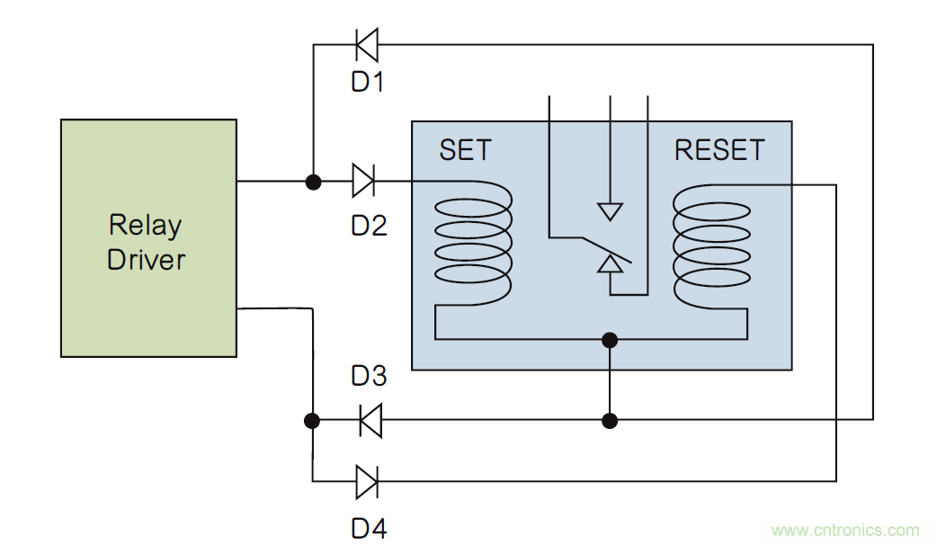 如何利用二極管電路實(shí)現(xiàn)雙線圈鎖存繼電器？