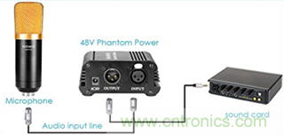 TPS61391升壓變換器，為電容麥克風提供48V超低噪聲幻象電源