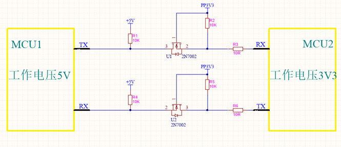 不同的電平信號的MCU如何進行串口通信？