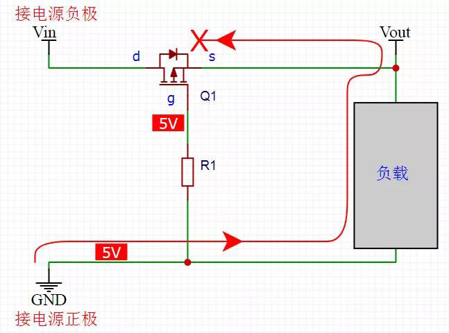 MOS管防電源反接電路 MOS管防電源反接電路